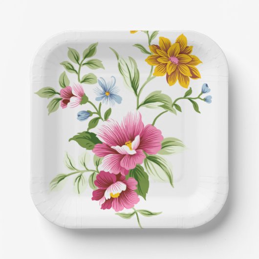 Schöne Frühlingsblumen Hochzeit Pappteller (Vorderseite)