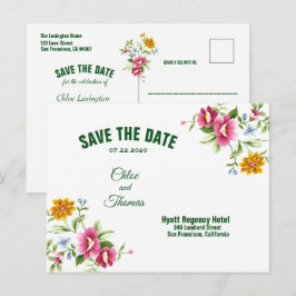 Schöne Frühlingsblumen Hochzeit retten das Datum Ankündigungspostkarte