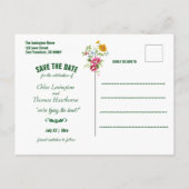 Schöne Frühlingsblumen Hochzeit retten das Datum Ankündigungspostkarte (Rückseite)