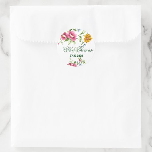 Schöne Frühlingsblumen Hochzeit Runder Aufkleber (Tasche)