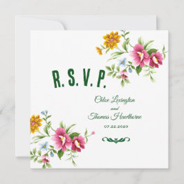Schöne Frühlingsblumen Hochzeitkarte RSVP Einladung