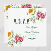 Schöne Frühlingsblumen Hochzeitkarte RSVP Einladung (Vorne/Hinten)