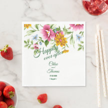 Schöne Frühlingsblumen Hochzeitspapier Napkins