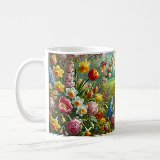 Schöne Frühlingsblumen Kaffeetasse (Links)