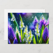 Schöne Frühlingsblumen mit Taube Postkarte (Vorne/Hinten)