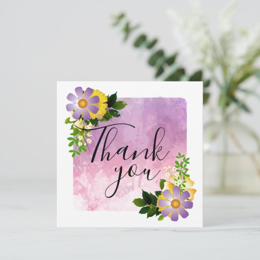 Schöne Frühlingsblumen Romantik Danke Karte (Stehend Vorderseite)