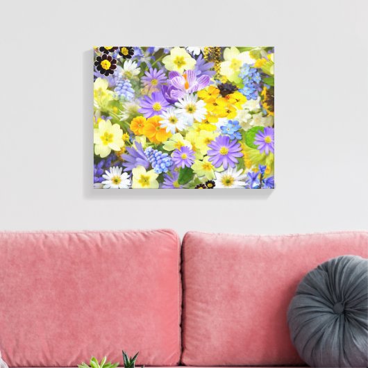 Schöne Frühlingsblumen ummantelte Canvas Leinwanddruck (Insitu (Wohnzimmer))