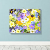 Schöne Frühlingsblumen ummantelte Canvas Leinwanddruck (Insitu (Holzboden))