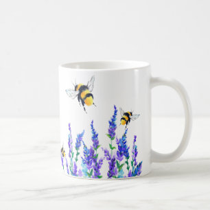 Schöne Frühlingsblumen und Bienen fliegen - Freu Kaffeetasse