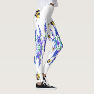 Schöne Frühlingsblumen und Bienen fliegen - Zeic Leggings