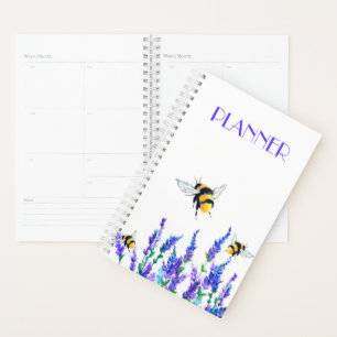 Schöne Frühlingsblumen und Bienen fliegen - Zeic Planer