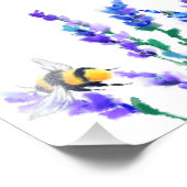 Schöne Frühlingsblumen und Bienen fliegen - Zeichn Fotodruck (Ecke)