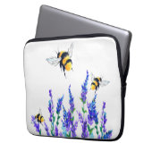 Schöne Frühlingsblumen und Bienen fliegen - Zeichn Laptopschutzhülle (Vorderseite Links)