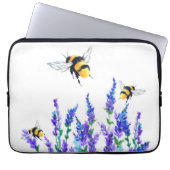 Schöne Frühlingsblumen und Bienen fliegen - Zeichn Laptopschutzhülle (Vorderseite)