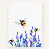 Schöne Frühlingsblumen und Bienen fliegen - Zeichn Notizblock (Vorderseite)