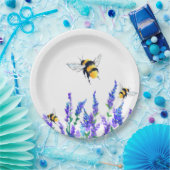 Schöne Frühlingsblumen und Bienen fliegen - Zeichn Pappteller (Party)