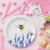 Schöne Frühlingsblumen und Bienen fliegen - Zeichn Pappteller (Party)
