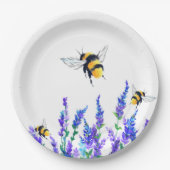 Schöne Frühlingsblumen und Bienen fliegen - Zeichn Pappteller (Vorderseite)