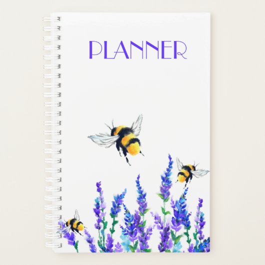 Schöne Frühlingsblumen und Bienen fliegen - Zeichn Planer (Vorderseite)