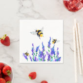 Schöne Frühlingsblumen und Bienen fliegen - Zeichn Serviette (Beispiel)