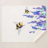 Schöne Frühlingsblumen und Bienen fliegen - Zeichn Sherpadecke (Vorderseite (Horizontal))