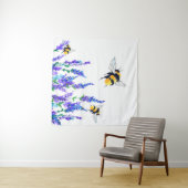 Schöne Frühlingsblumen und Bienen fliegen - Zeichn Wandteppich (Beispiel (Horizontal))