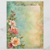 Schöne Frühlingsblumen verblasst dekorative Grenze Briefbogen (Vorderseite)