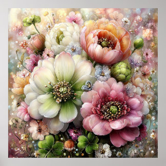 Schöne Frühlingsblumen Wandkunst 3b Poster