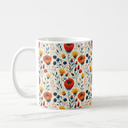 Schöne Frühlingsfarbenfrohe Girl-Wildblumen Kaffeetasse (Links)