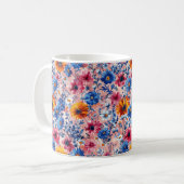 Schöne Frühlingsfarbenfrohe Girl-Wildblumen Kaffeetasse (Vorderseite Links)