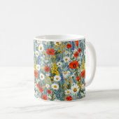 Schöne Frühlingsfarbenfrohe Girl-Wildblumen Kaffeetasse (VorderseiteRechts)