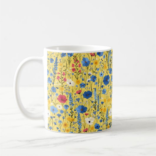 Schöne Frühlingsfarbige Mädchenhafte Wildblumen Kaffeetasse (Links)