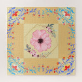 Schöne Frühlingsflorale Kunst, orange Hintergrund Puzzle (Horizontal)