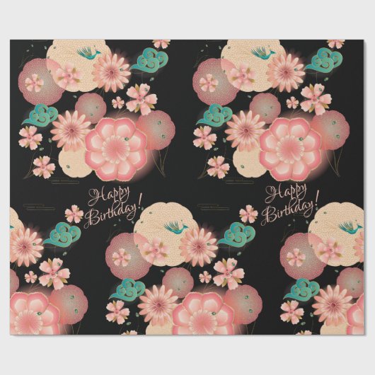 Schöne Frühlingsgarten Dekorative Geburtstag Geschenkpapier (Flach)