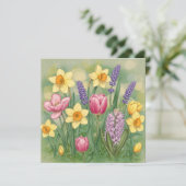 Schöne Frühlingsgartenblumen  Karte (Stehend Vorderseite)