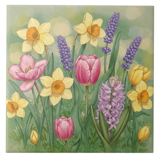 Schöne Frühlingshöhe Blume Fliese (Vorderseite)