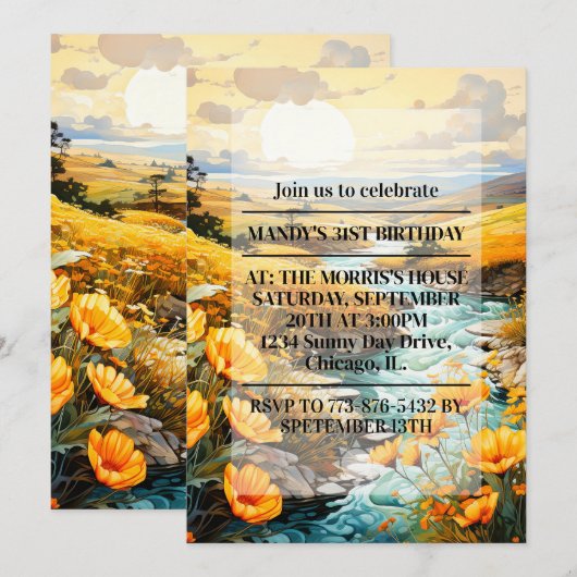 Schöne Frühlingsparty Einladung (Vorne/Hinten)