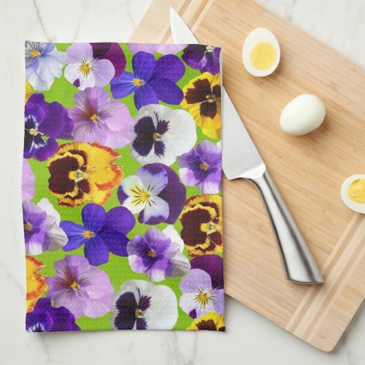 Schöne FrühlingsStiefmütterchen Geschirrtuch (Viertel Falte)