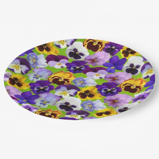 Schöne FrühlingsStiefmütterchen Pappteller (Schrägansicht)