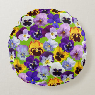 Schöne FrühlingsStiefmütterchen Rundes Kissen