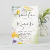 Schöne Frühlingsvormittag Blumenstrauß Mittagessen Einladung (Stehend Vorderseite)