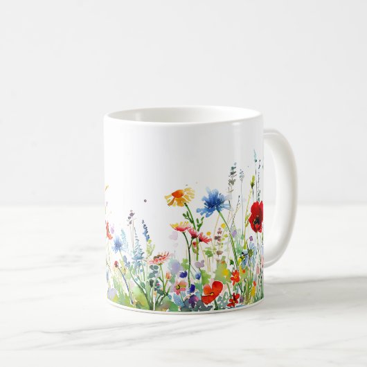 Schöne Frühlingswiese-Blume Wrap Kaffeetasse (VorderseiteRechts)