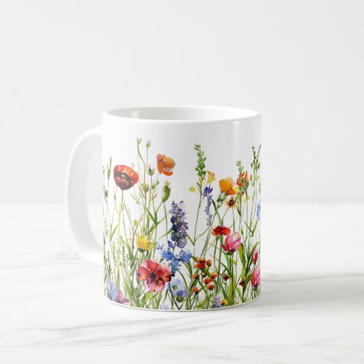 Schöne Frühlingswiese-Blume Wrap Kaffeetasse (Vorderseite Links)