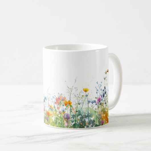 Schöne Frühlingswiese-Blume Wrap Kaffeetasse (VorderseiteRechts)