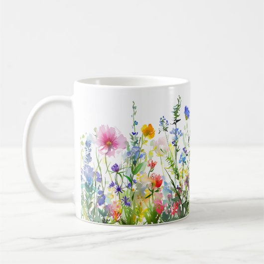 Schöne Frühlingswiese-Blume Wrap Kaffeetasse (Links)