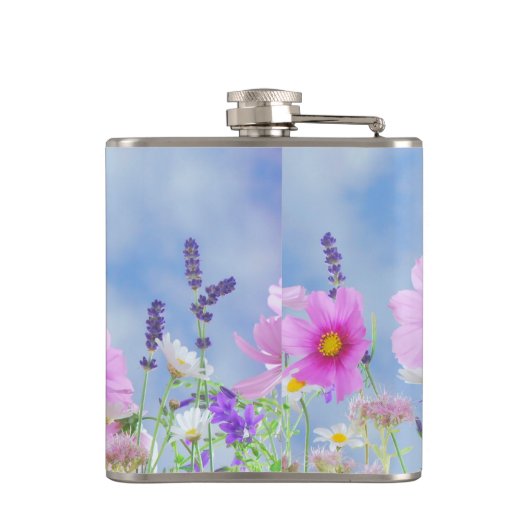 Schöne Frühlingswildblumen Flachmann (Rückseite)