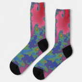 Schöne funky Regenbogenfarbene Fraktalkunst Socken (Linkes Detail)
