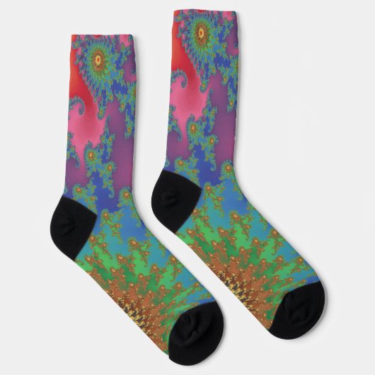 Schöne funky Regenbogenfarbene Fraktalkunst Socken (Rechts)