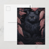 Schöne Furry Black Cat Postkarte (Vorne/Hinten)