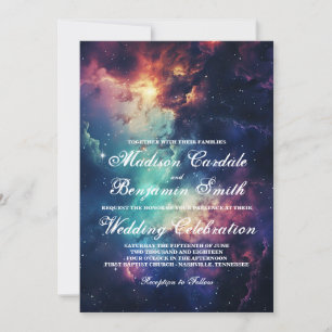 Schöne Galaxie-Feier unter der Sternenhochzeit Einladung